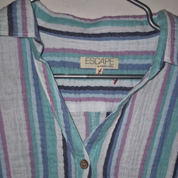 NWT Escape by Habitat Cotton Crinkle button Shirt Sz.M - Picture 4 of 9